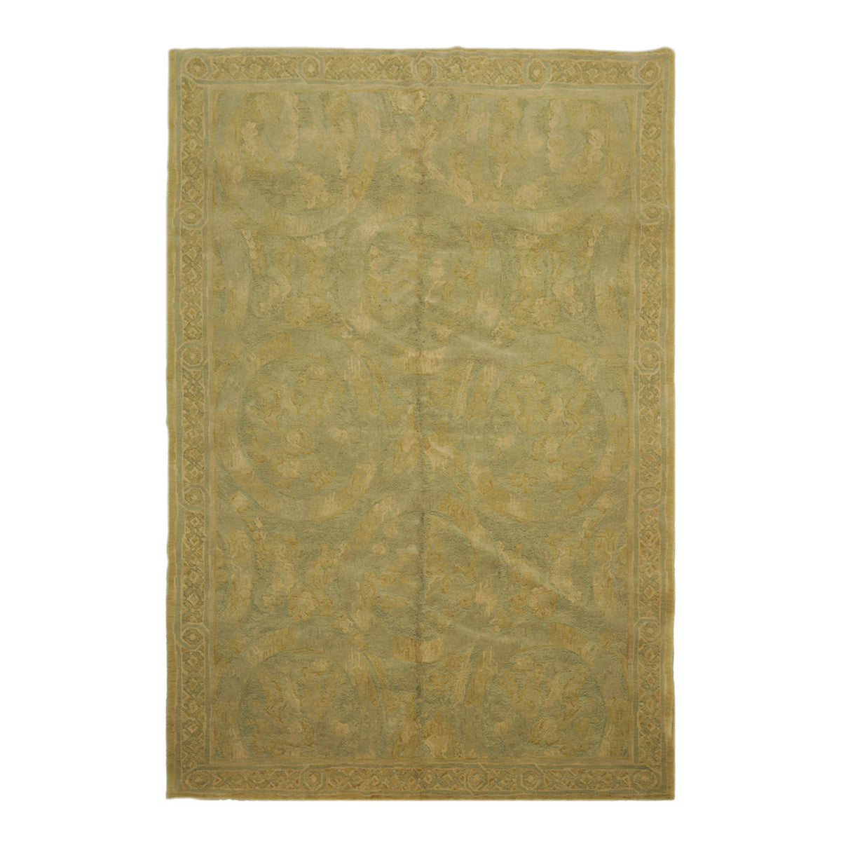 Knotted Rug Lime Light Gold Hand Knotted 6'x9' French Aubusson Savonnerie Asmara Traditional 100% Wool Oriental Area Rug