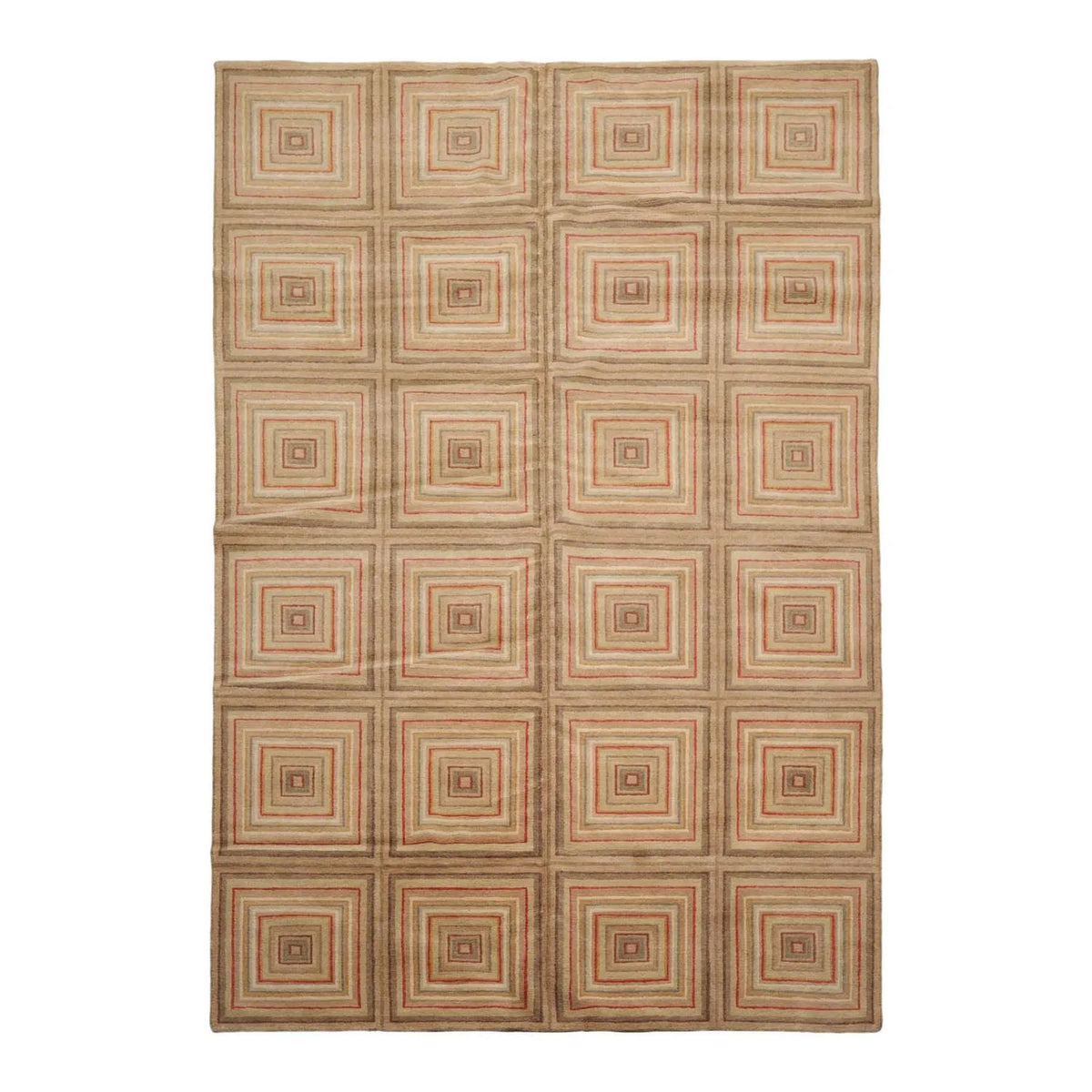 Knotted Rug Tan Beige Hand Knotted 6'x9' Tibetan Modern Contemporary 100% Wool Oriental Area Rug