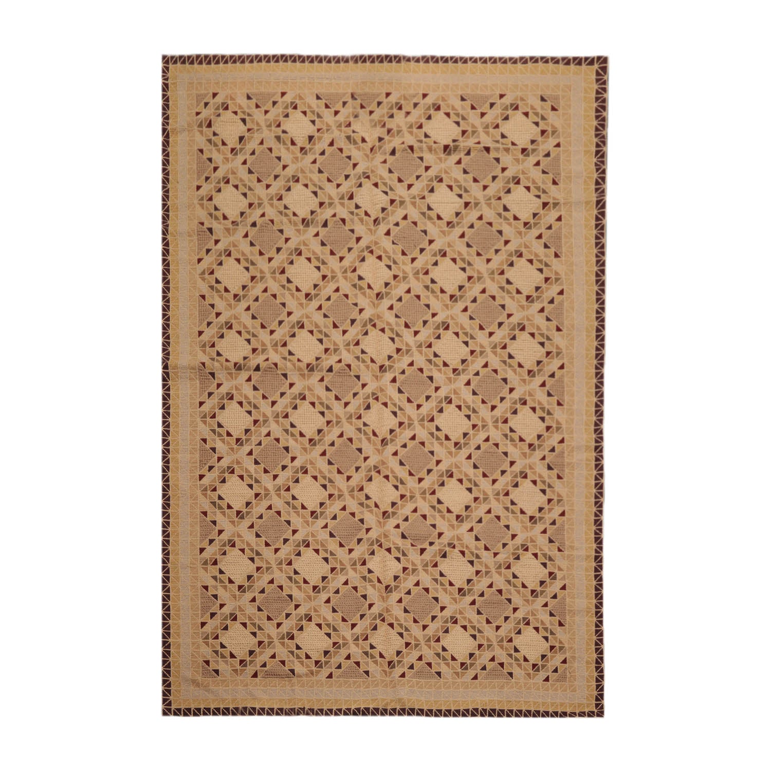 6x9 Tan, Brown, Chocolate Color Hand Knotted Soumak 100% Wool Traditional Oriental Rug