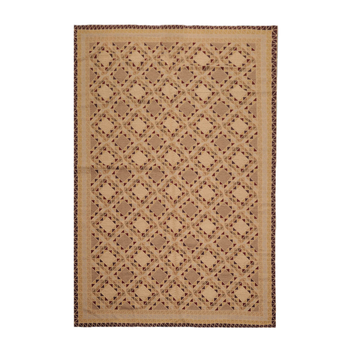 6x9 Tan, Brown, Chocolate Color Hand Knotted Soumak 100% Wool Traditional Oriental Rug