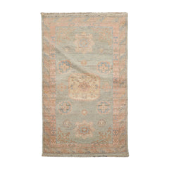 3x5 Sea Foam, Blush, Beige Color Hand Knotted Afghan Oushak 100% Wool Traditional Oriental Rug