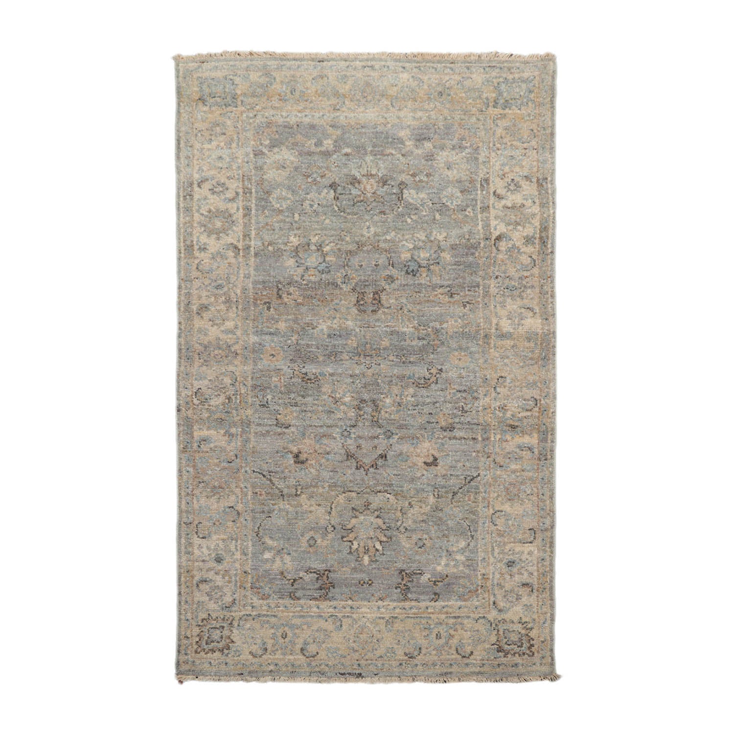 3x5 Gray, Beige, Taupe Color Hand Knotted Oushak 100% Wool Traditional Oriental Rug