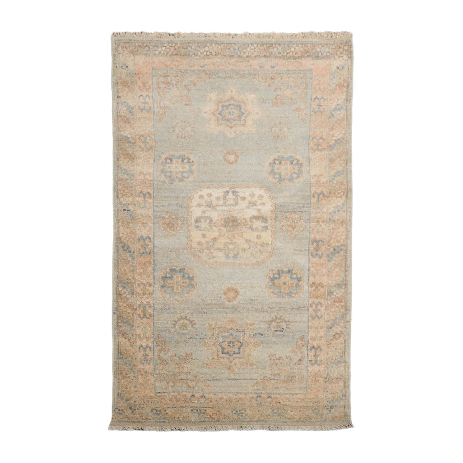 3x5 Mint, Beige, Brown Color Hand Knotted Oushak 100% Wool Traditional Oriental Rug