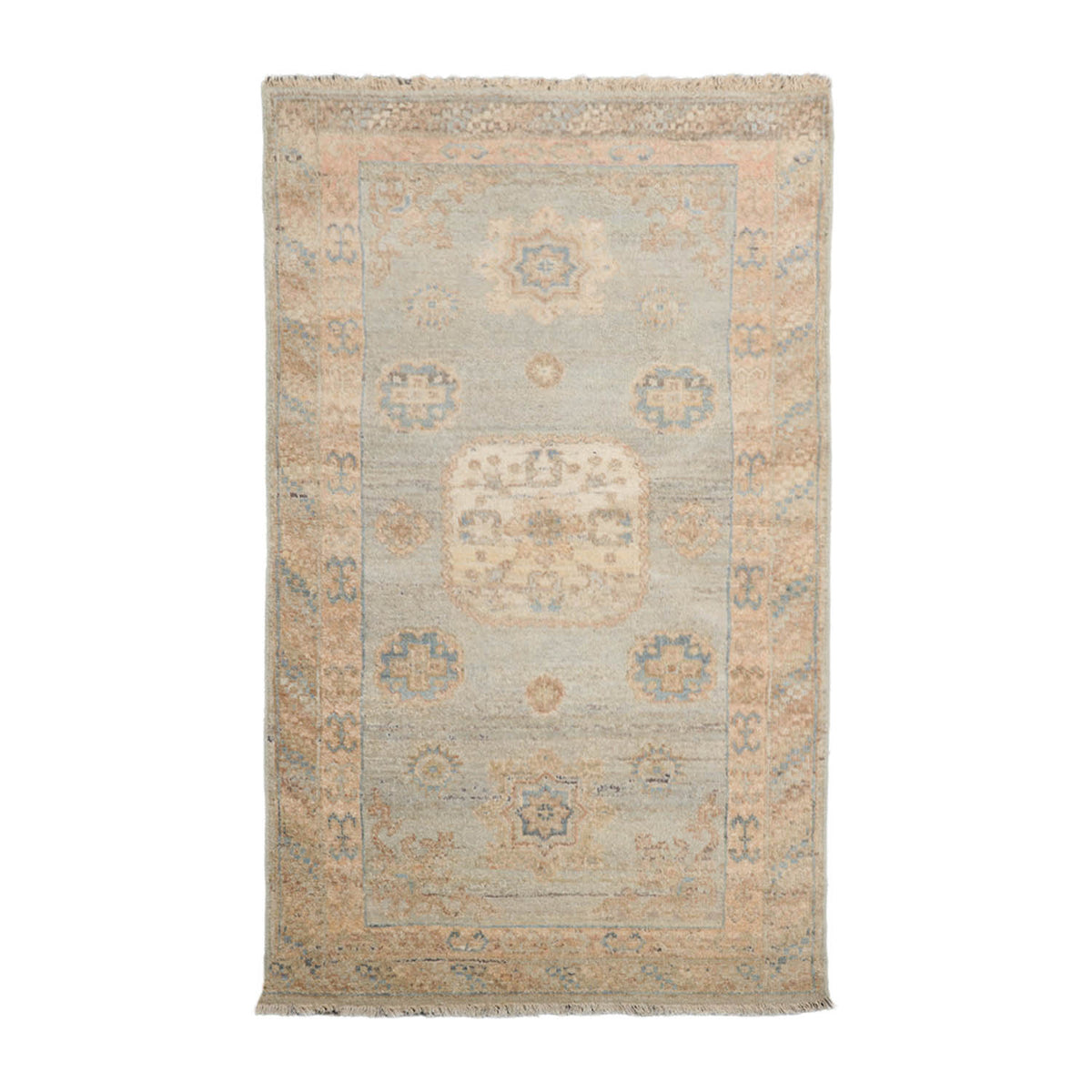3x5 Mint, Beige, Brown Color Hand Knotted Oushak 100% Wool Traditional Oriental Rug