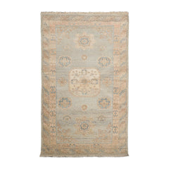 3x5 Mint, Beige, Brown Color Hand Knotted Oushak 100% Wool Traditional Oriental Rug