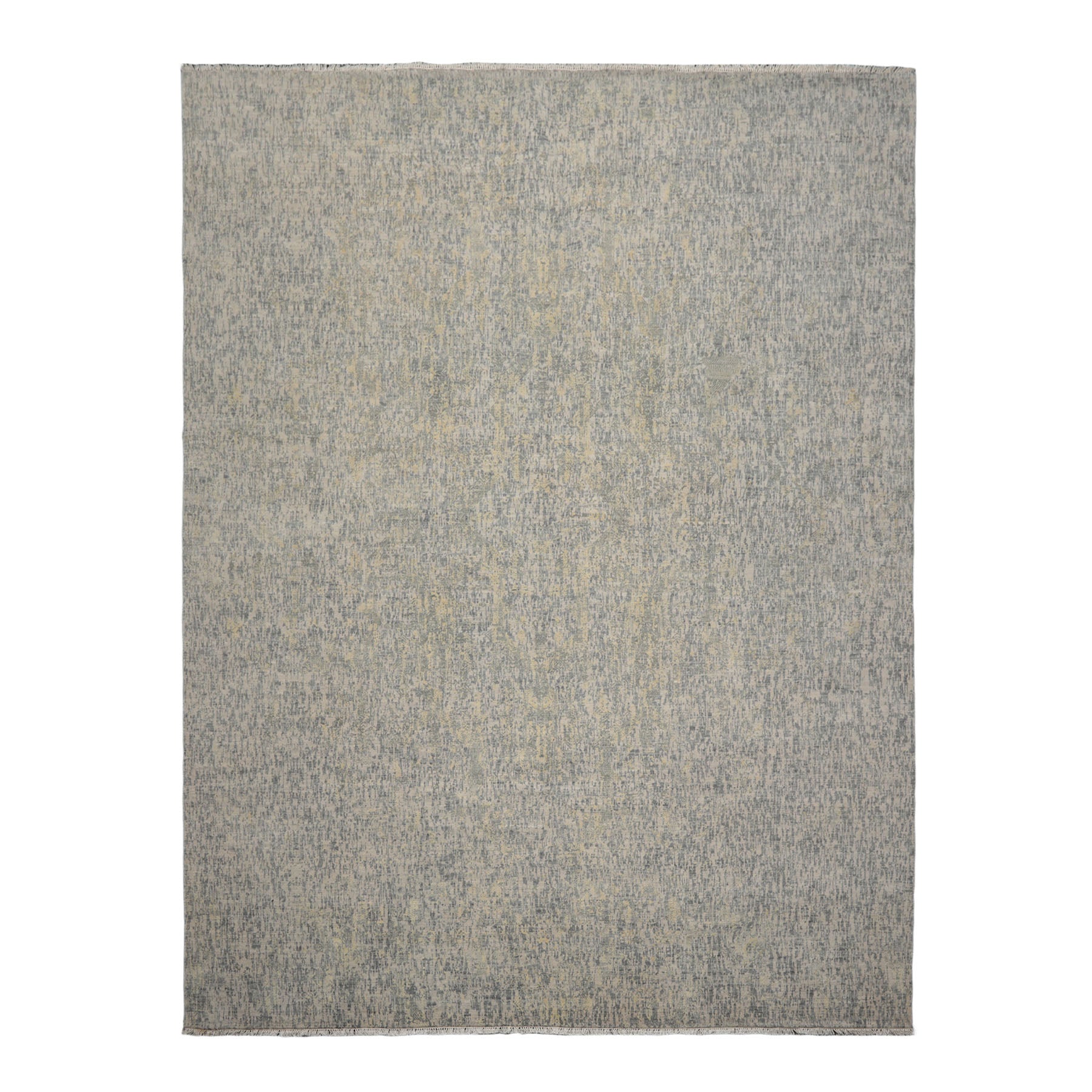 Knotted Rug Gray Slate Hand Knotted 9'x12' Tibetan Sherpa Modern Contemporary 100% Wool Oriental Area Rug