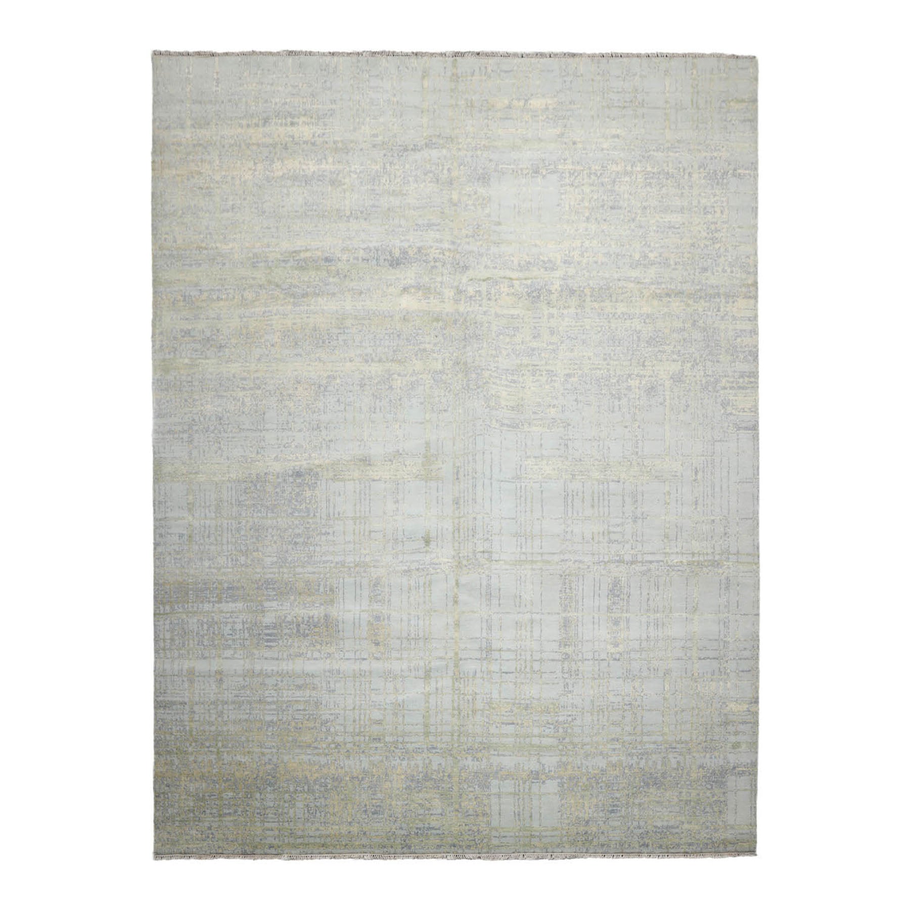 Knotted Rug Blue Green Hand Knotted Multi Size Wool and Silk Sherpa Modern Contemporary Rugs
