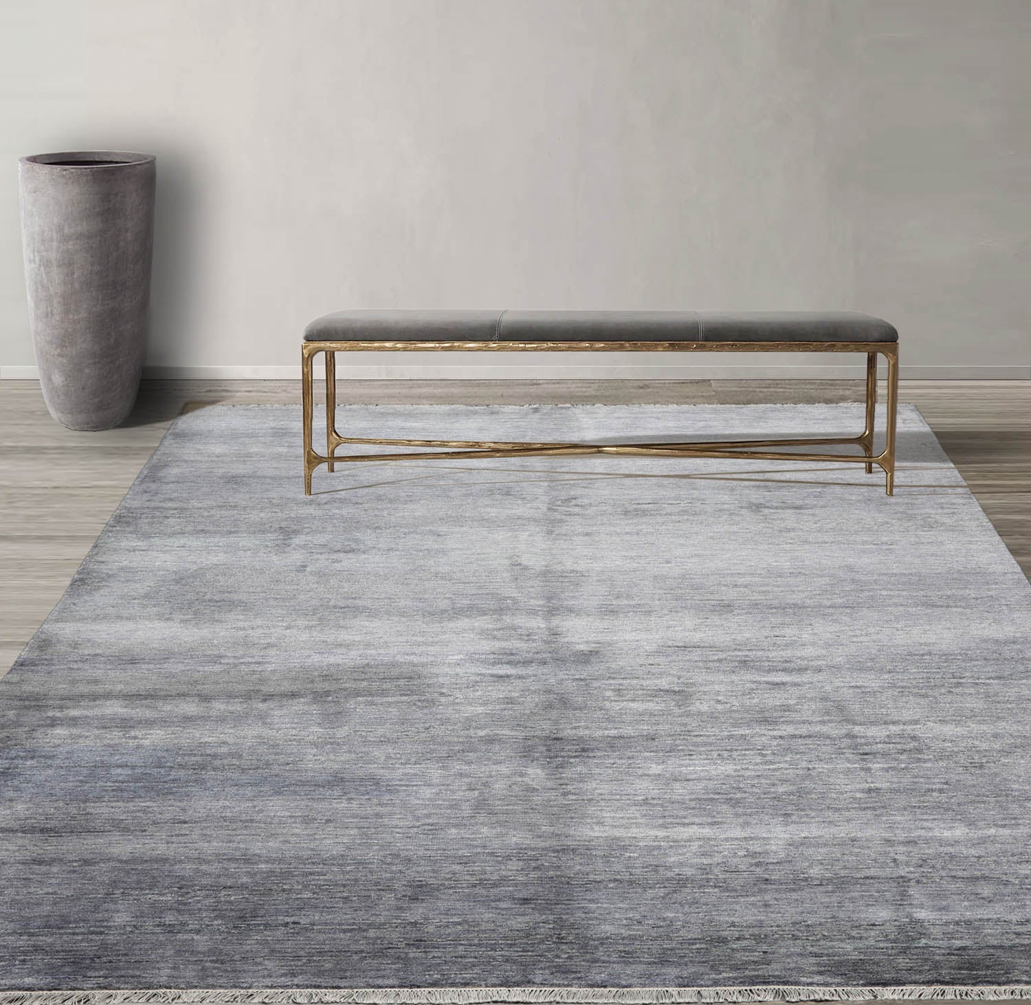 8x11 Gray, Slate, Color Hand Knotted Tibetan 100% Wool Modern Oriental Rug