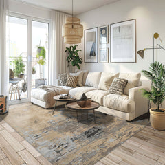 8x10 Beige, Tan, Gray Color Hand Knotted Tibetan Wool Modern Oriental Rug