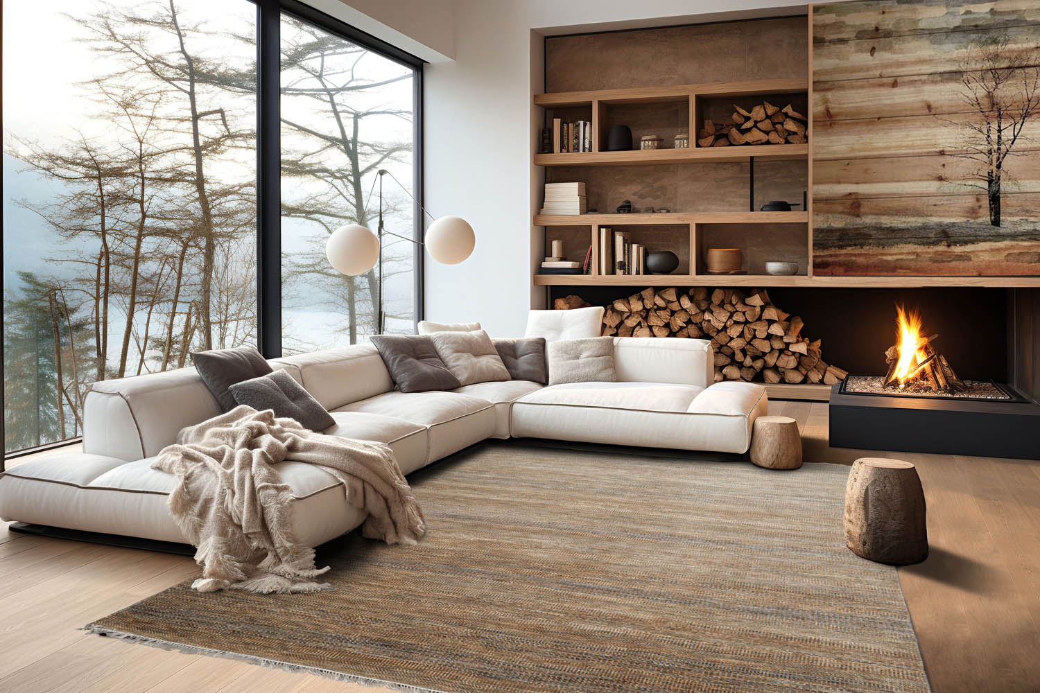 8x10 Moss, Gray, Beige Color Hand Knotted  Wool & Bamboo Silk Modern Oriental Rug