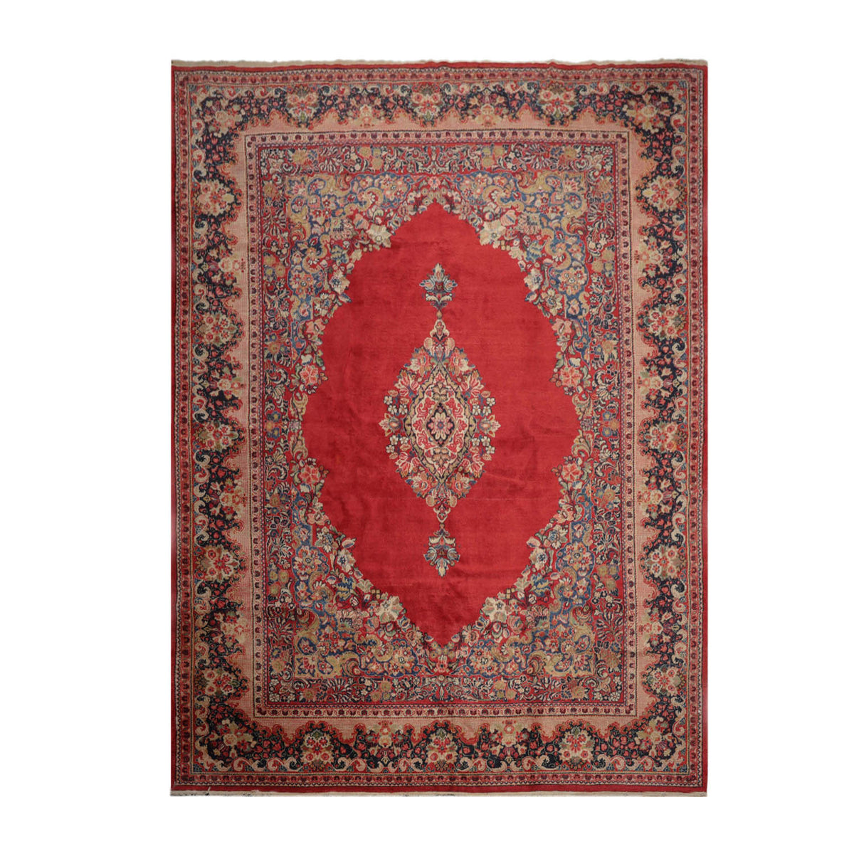 10x14 Coral, Beige, Blue Color Hand Knotted Mahal 100% Wool Traditional Oriental Rug