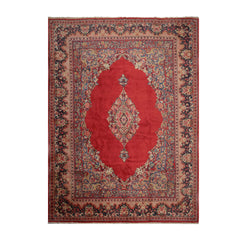 10x14 Coral, Beige, Blue Color Hand Knotted Mahal 100% Wool Traditional Oriental Rug