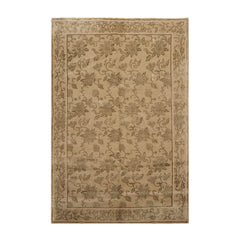6x9 Tan, Moss, Color Hand Knotted Tibetan Wool & Silk Transitional Oriental Rug