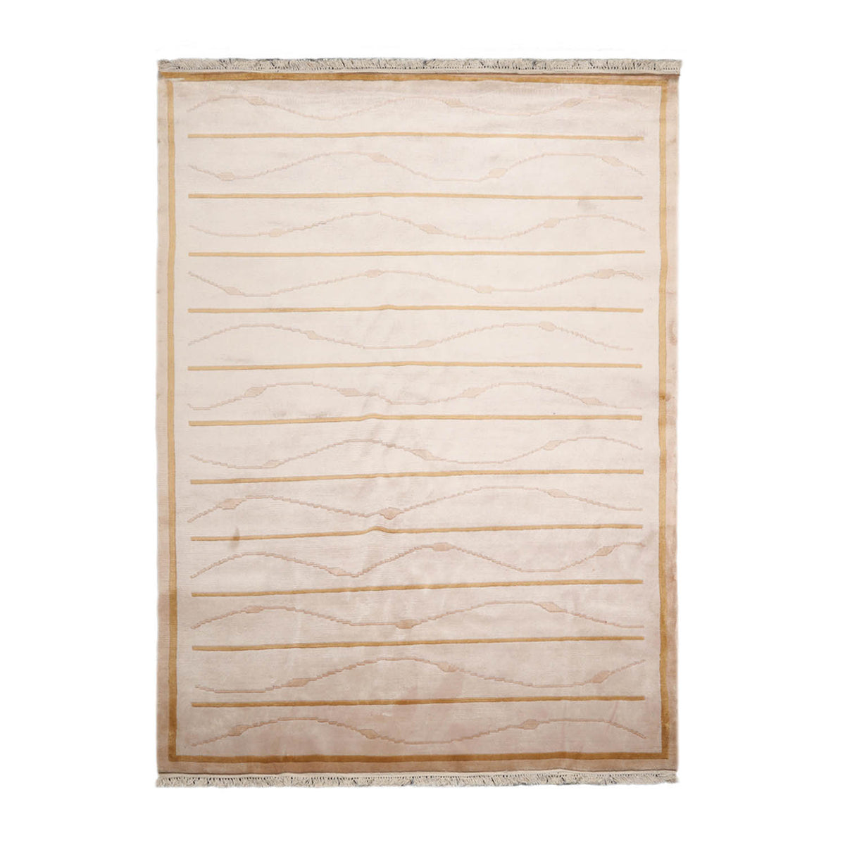 6x9 Beige, Tan, Pale Gold Color Hand Knotted  100% Wool Modern Oriental Rug