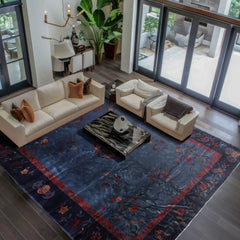10x14 Navy, Plum, Peach Color Hand Knotted  100% Wool Traditional Oriental Rug