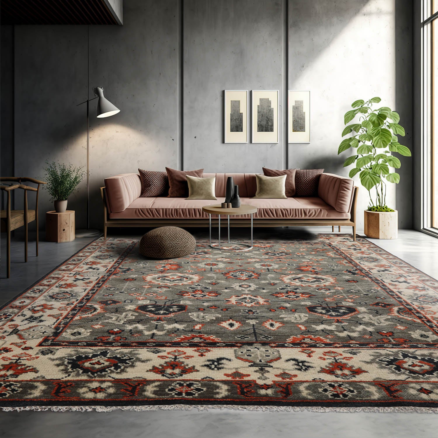 8x10 Gray, Beige, Burnt Orange Color Hand Knotted  100% Wool Traditional Oriental Rug