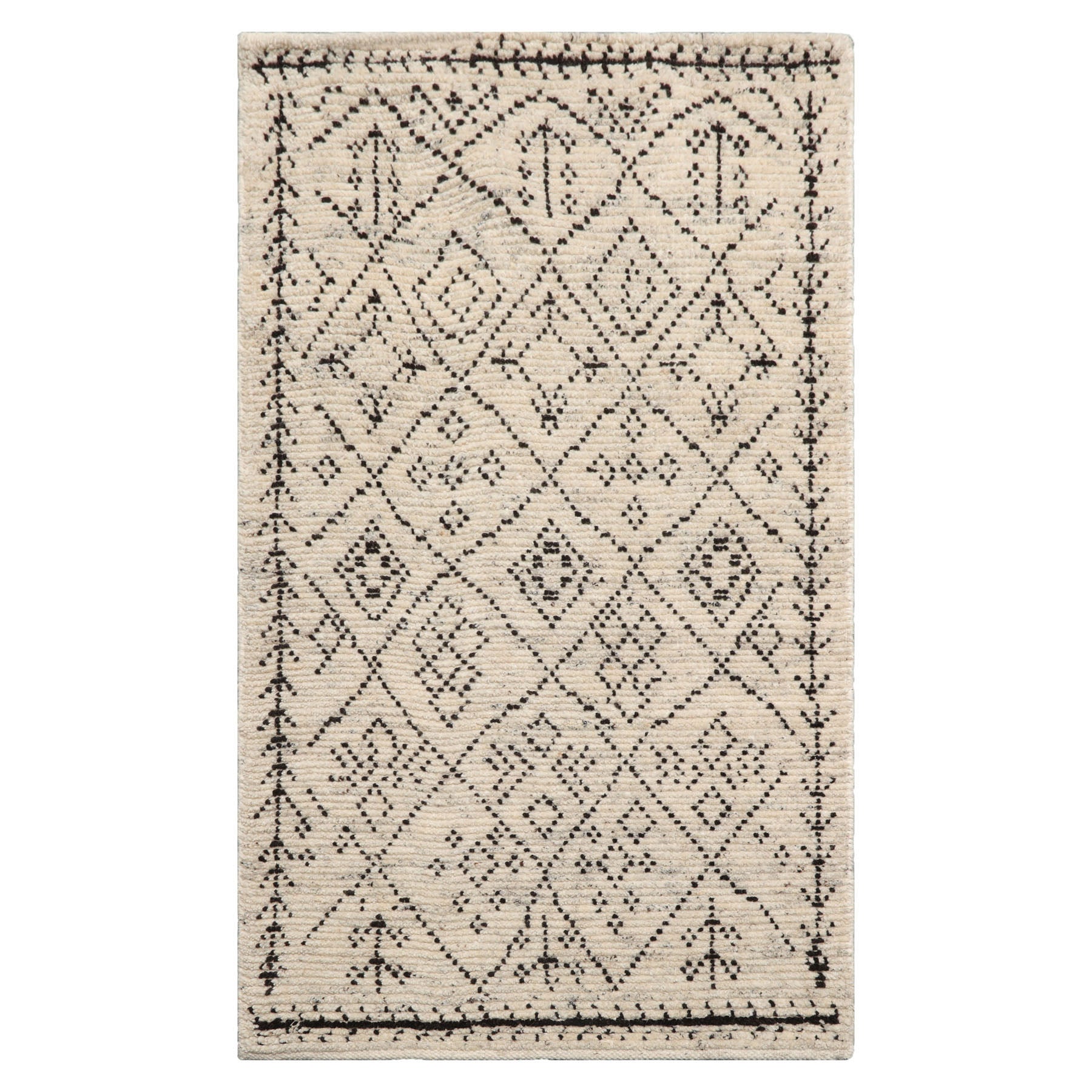 Knotted Rug Ivory Hand Knotted 3'0''x5'0" Afghan Moroccan Modern Contemporary Tribal Wool Oriental Area Rug