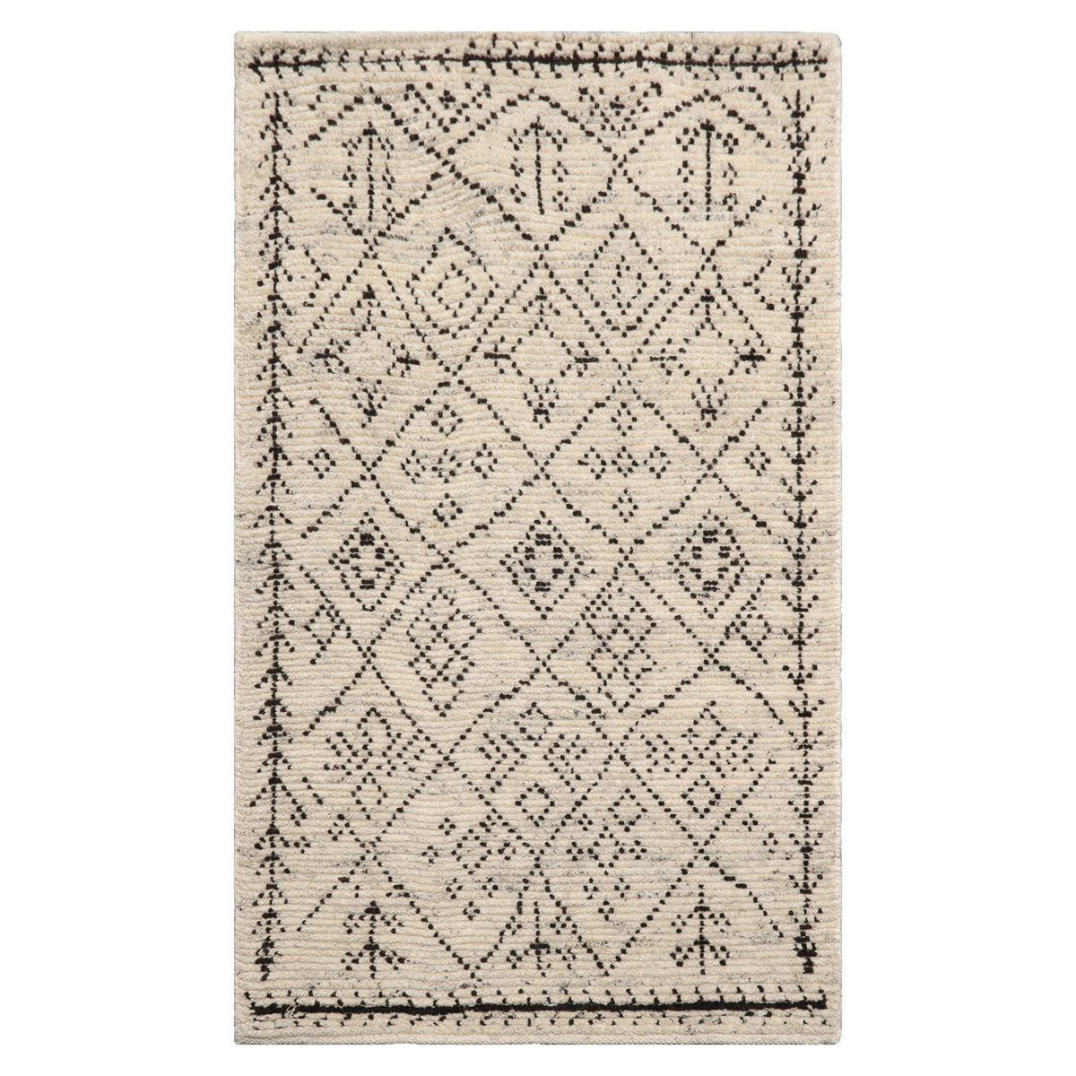Knotted Rug Ivory Hand Knotted 3'0''x5'0" Afghan Moroccan Modern Contemporary Tribal Wool Oriental Area Rug