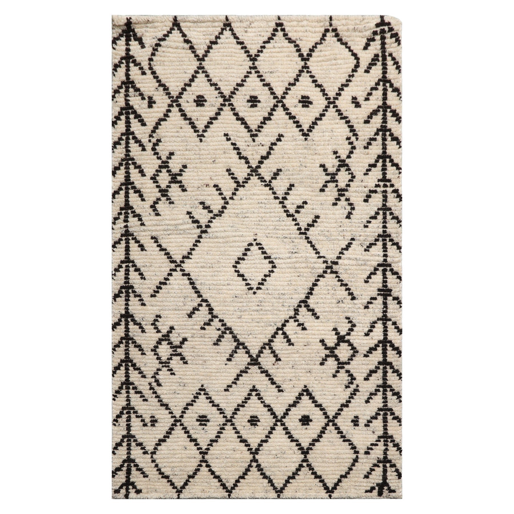 Knotted Rug Ivory Hand Knotted 3'0''x5'0" Afghan Moroccan Modern Contemporary Tribal Wool Oriental Area Rug