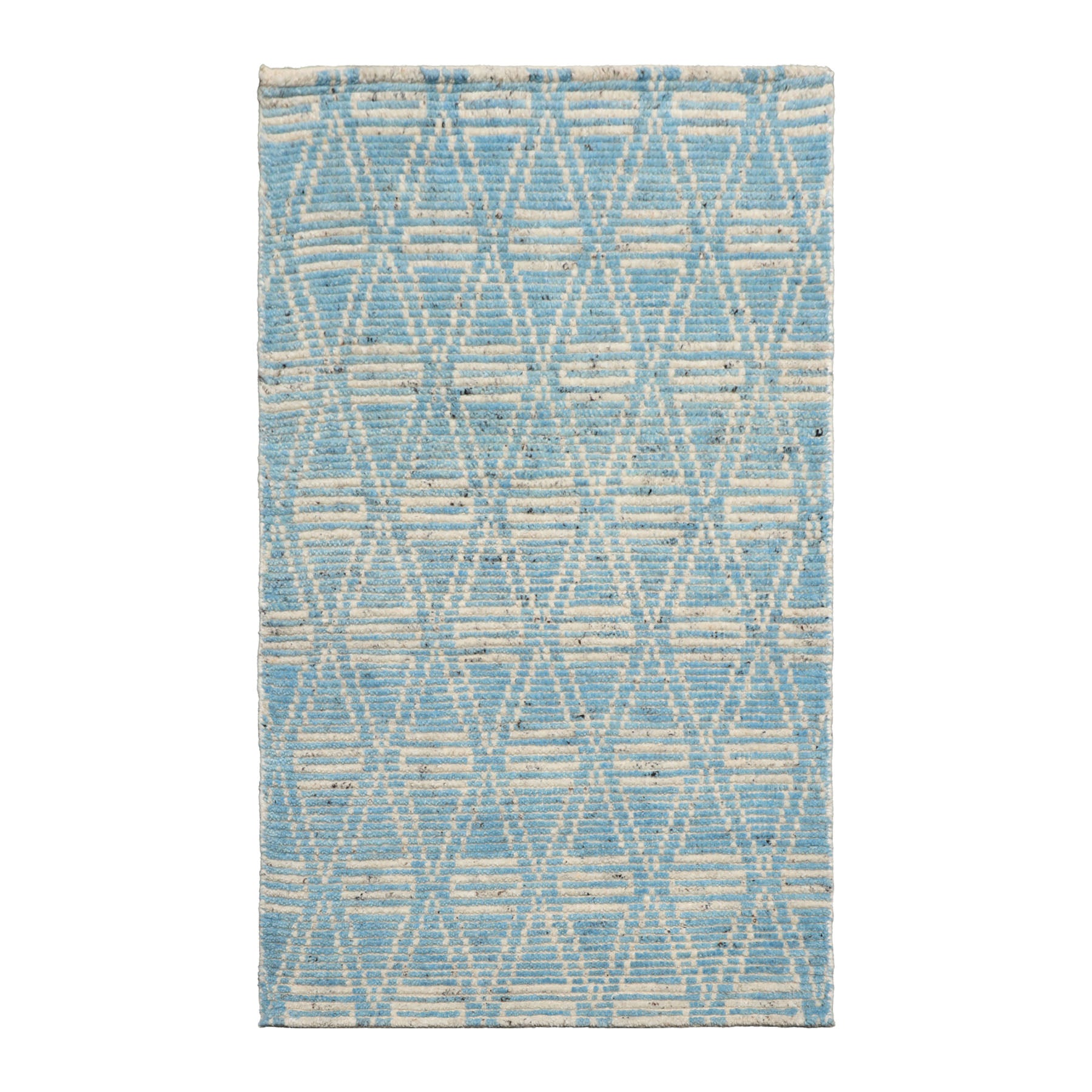 Knotted Rug Blue Hand Knotted 3'0''x5'0" Afghan Moroccan Modern Contemporary Tribal Wool Oriental Area Rug