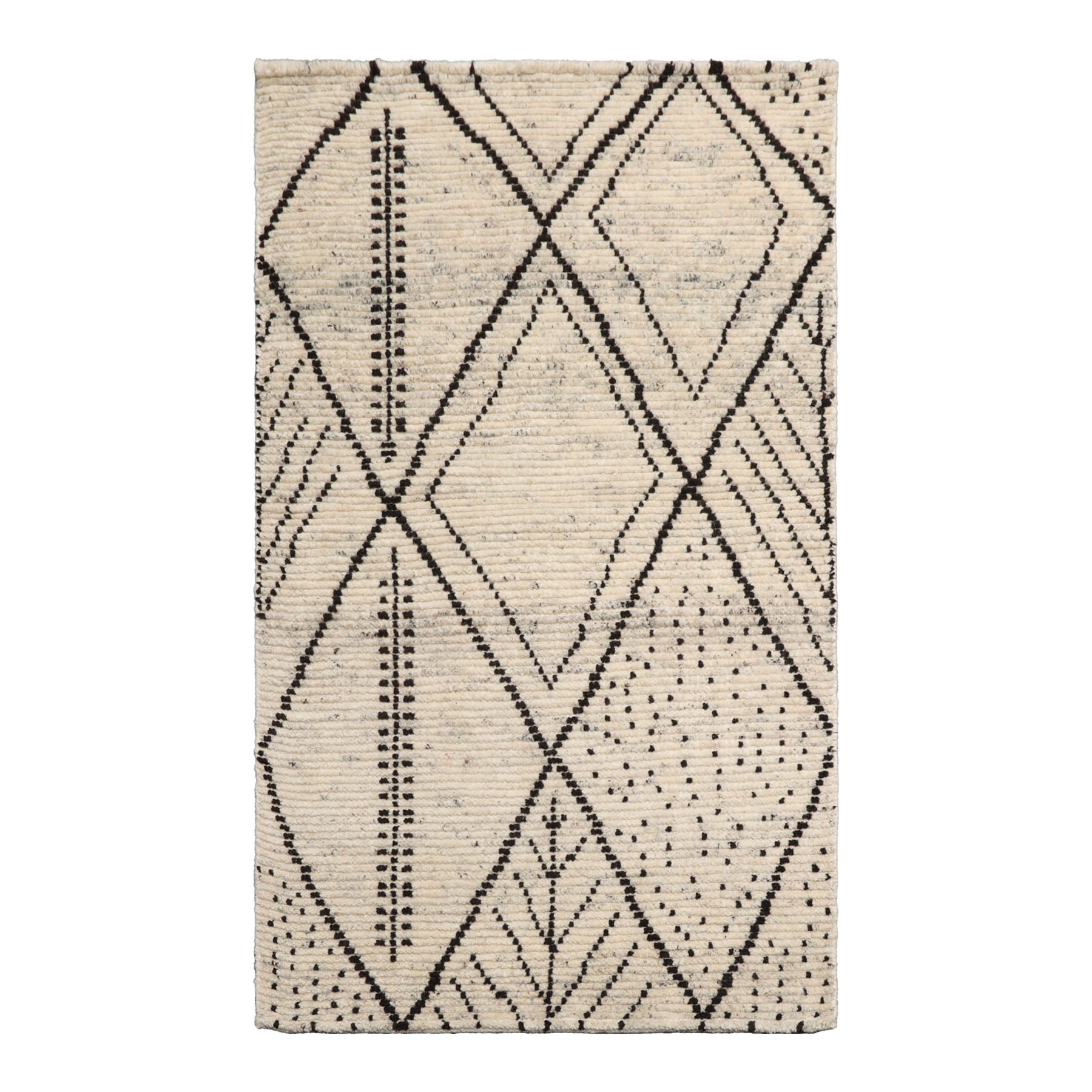 Knotted Rug Ivory Hand Knotted 3'0''x5'0" Afghan Moroccan Modern Contemporary Tribal Wool Oriental Area Rug
