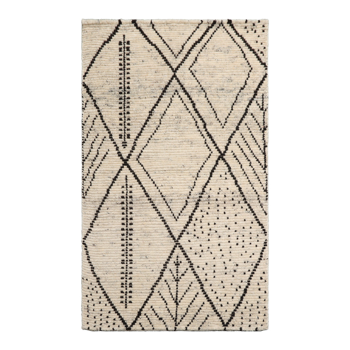 Knotted Rug Ivory Hand Knotted 3'0''x5'0" Afghan Moroccan Modern Contemporary Tribal Wool Oriental Area Rug