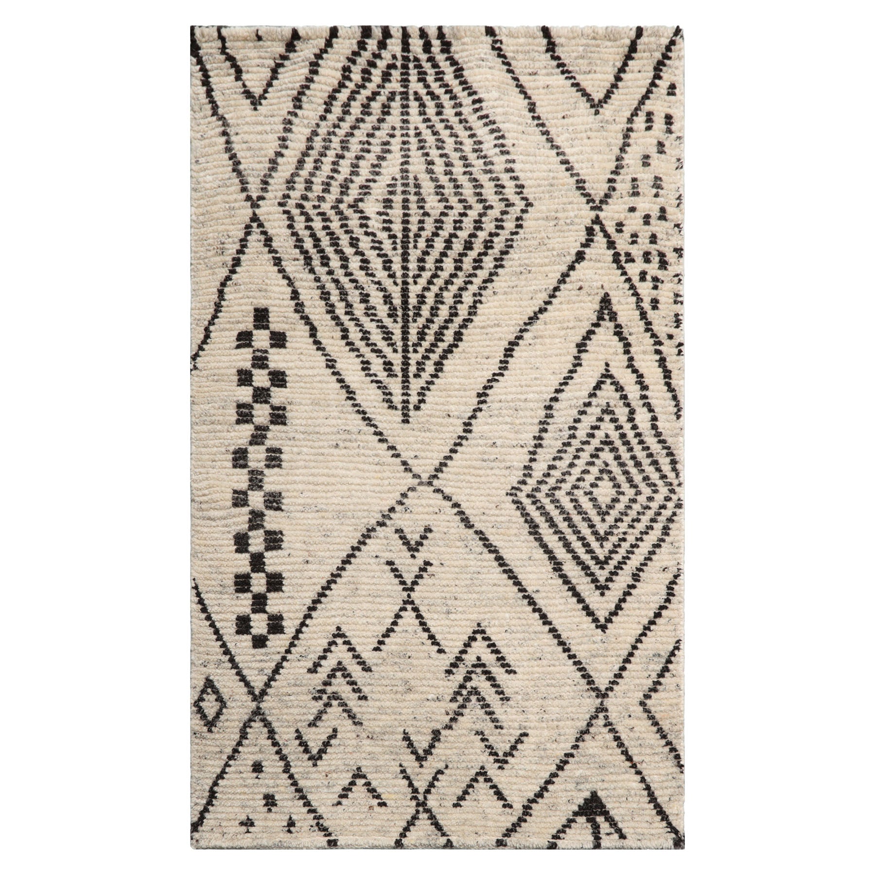 Knotted Rug Ivory Hand Knotted 3'0''x5'0" Afghan Moroccan Modern Contemporary Tribal Wool Oriental Area Rug