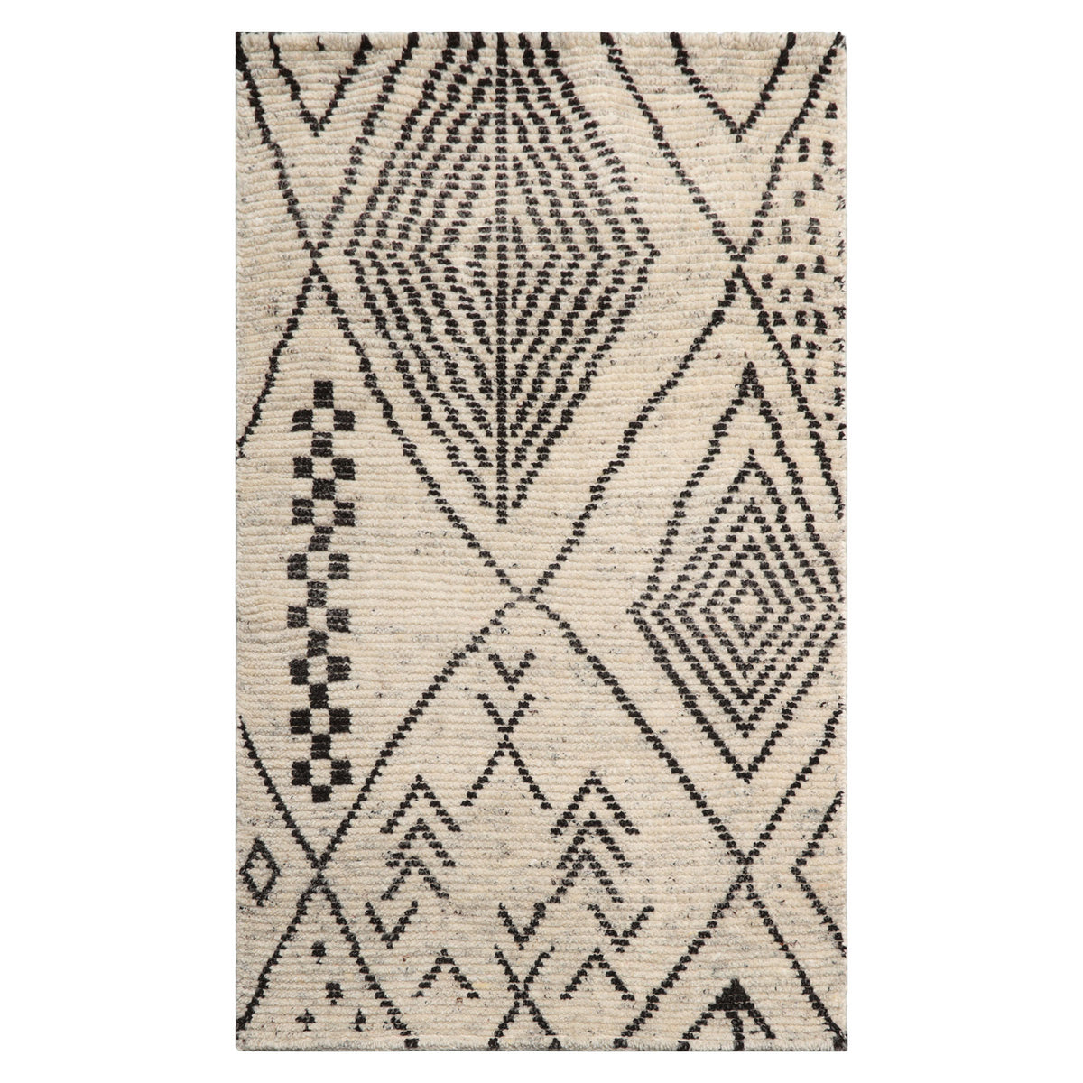 Knotted Rug Ivory Hand Knotted 3'0''x5'0" Afghan Moroccan Modern Contemporary Tribal Wool Oriental Area Rug