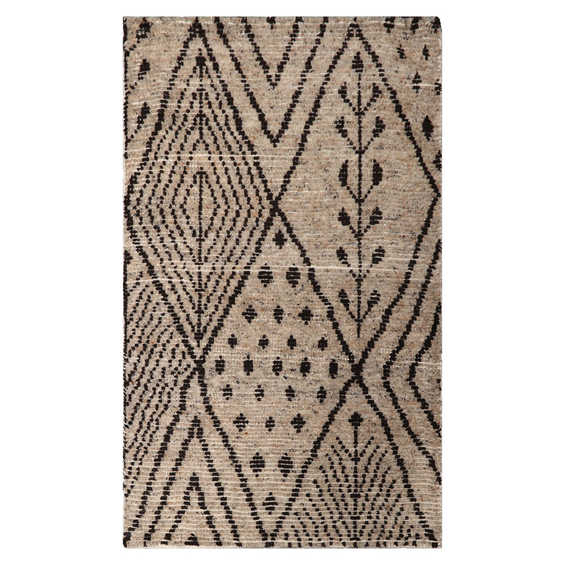 Knotted Rug Beige Hand Knotted 3'0''x5'0" Afghan Moroccan Modern Contemporary Tribal Wool Oriental Area Rug