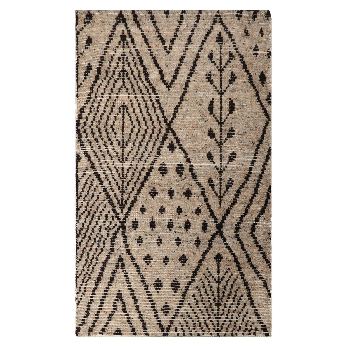 Knotted Rug Beige Hand Knotted 3'0''x5'0" Afghan Moroccan Modern Contemporary Tribal Wool Oriental Area Rug