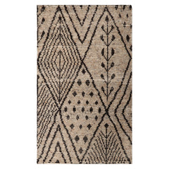 Knotted Rug Beige Hand Knotted 3'0''x5'0" Afghan Moroccan Modern Contemporary Tribal Wool Oriental Area Rug