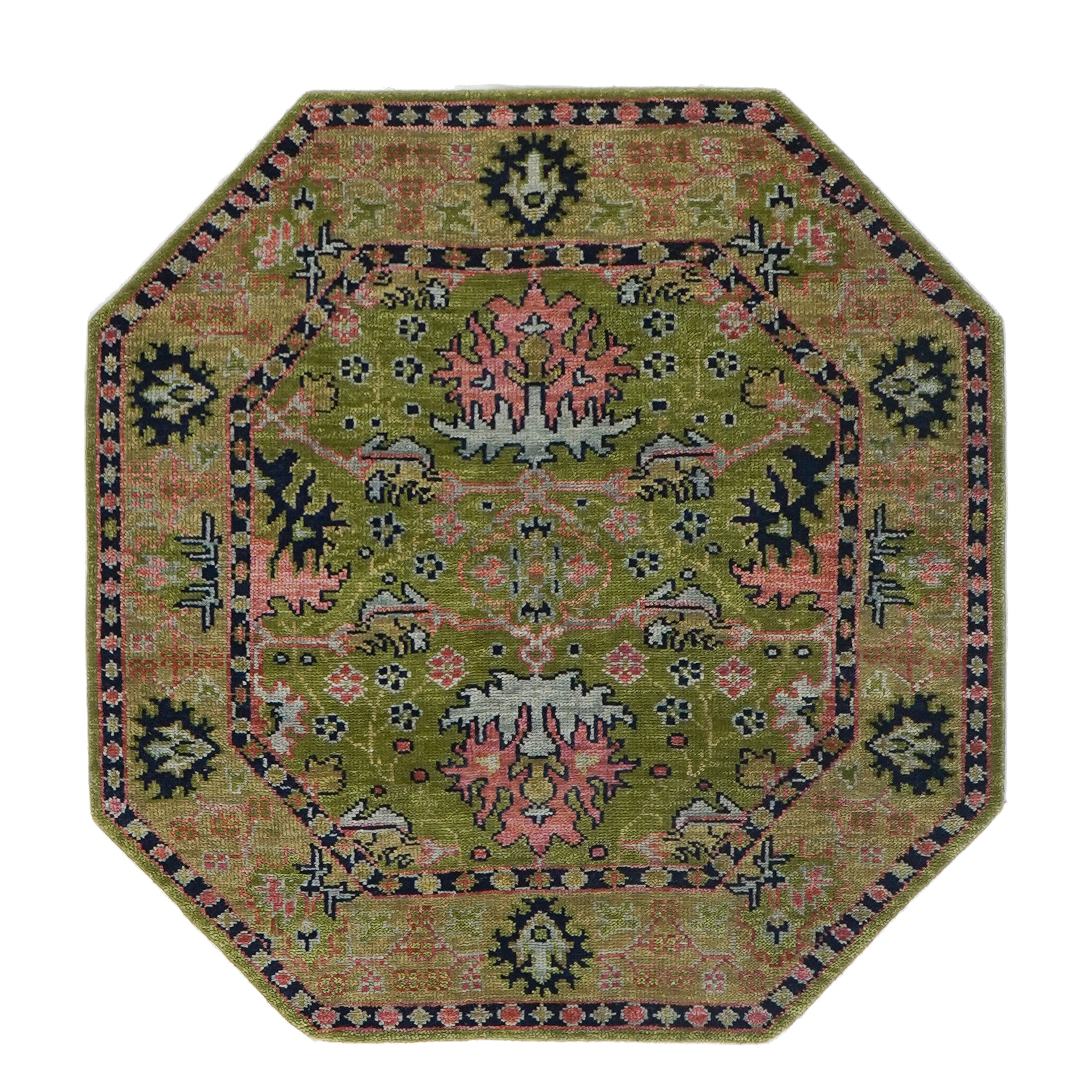 Knotted Rug Green Red Hand Knotted Multi Size Wool Arts and Crafts Oushak Traditional Rugs