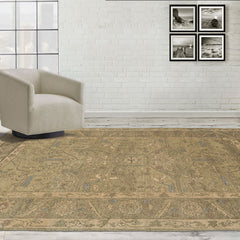 5x8 Moss, Moss, Gray Color Hand Knotted Caucasian 100% Wool Transitional Oriental Rug