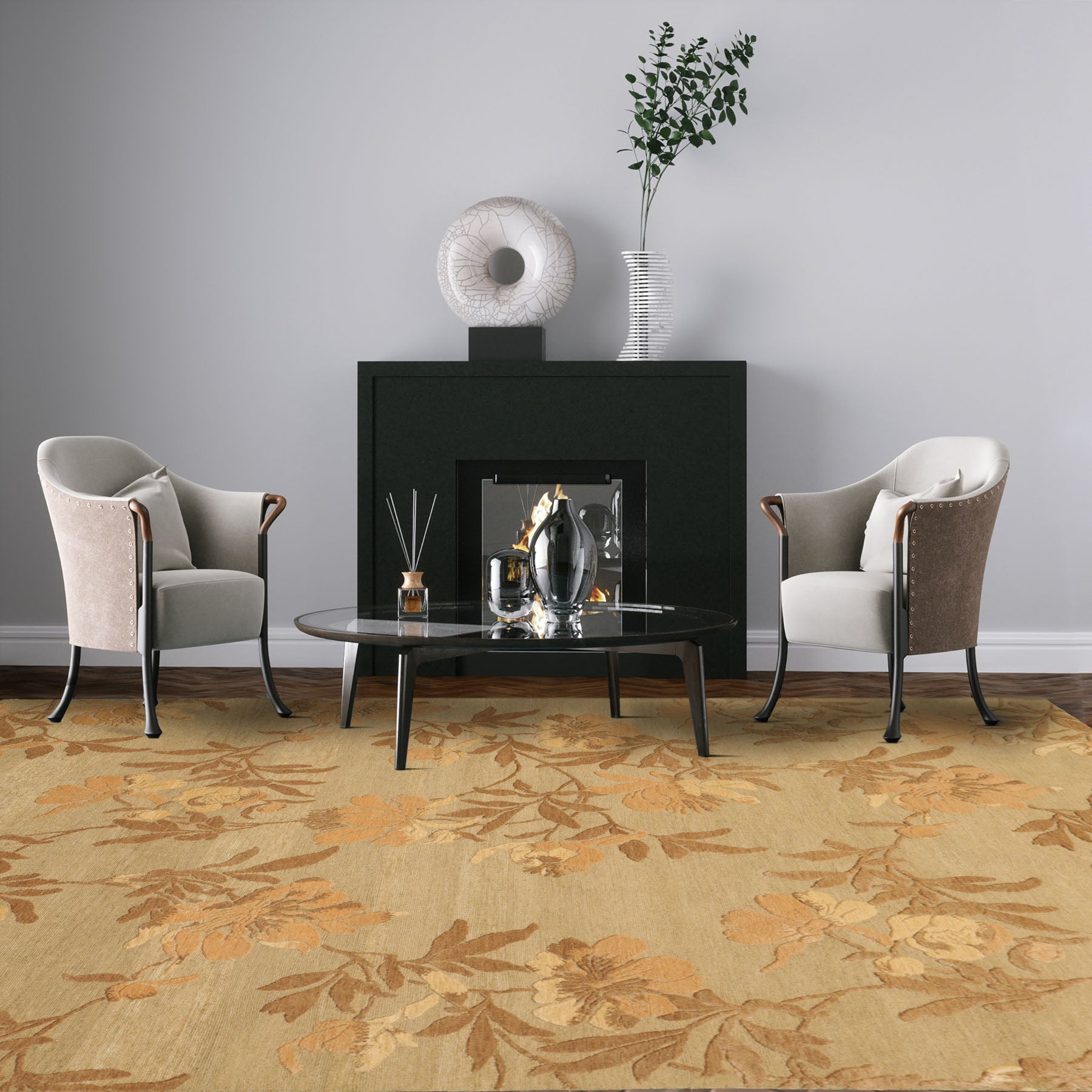 6x9 Light Olive, Brown, Beige Color Hand Knotted Tibetan 100% Wool Transitional Oriental Rug