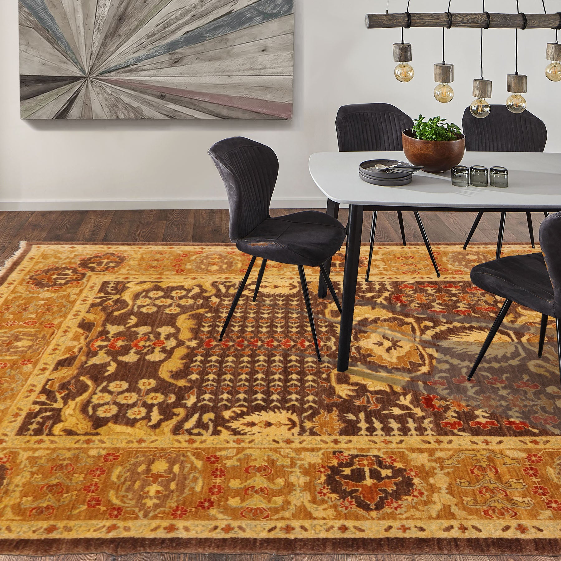 6x9 Brown, Gold, Rust Color Hand Knotted Chobi Peshawar 100% Wool Traditional Oriental Rug