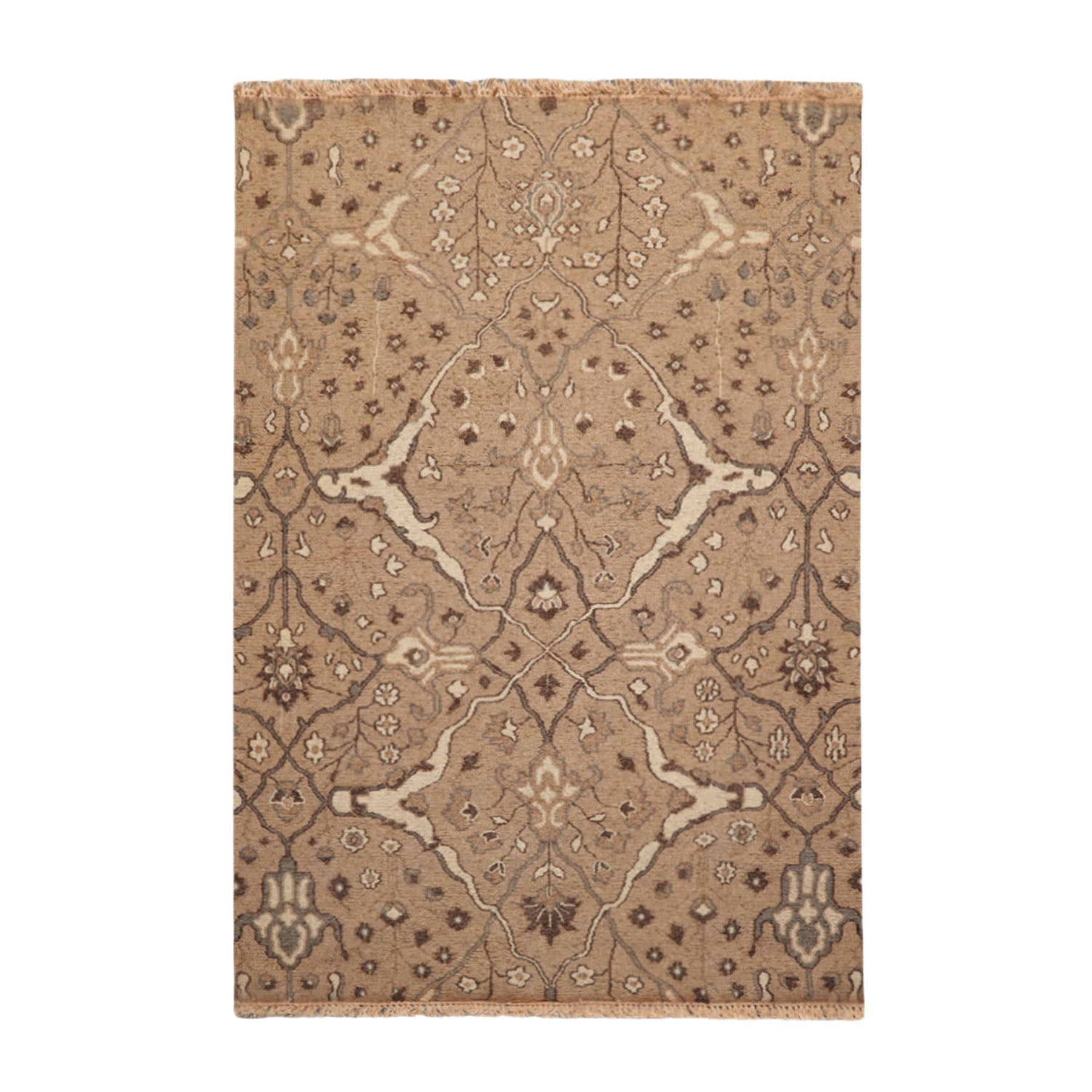 4x6 Camel, Beige, Chocolate Color Hand Knotted Soumak 100% Wool Traditional Oriental Rug