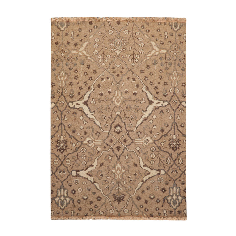 4x6 Camel, Beige, Chocolate Color Hand Knotted Soumak 100% Wool Traditional Oriental Rug