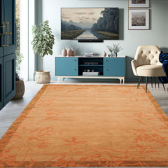 5x8 Maple, Pale Peach, mossy gold Color Hand Knotted Tibetan 100% Wool Traditional Oriental Rug