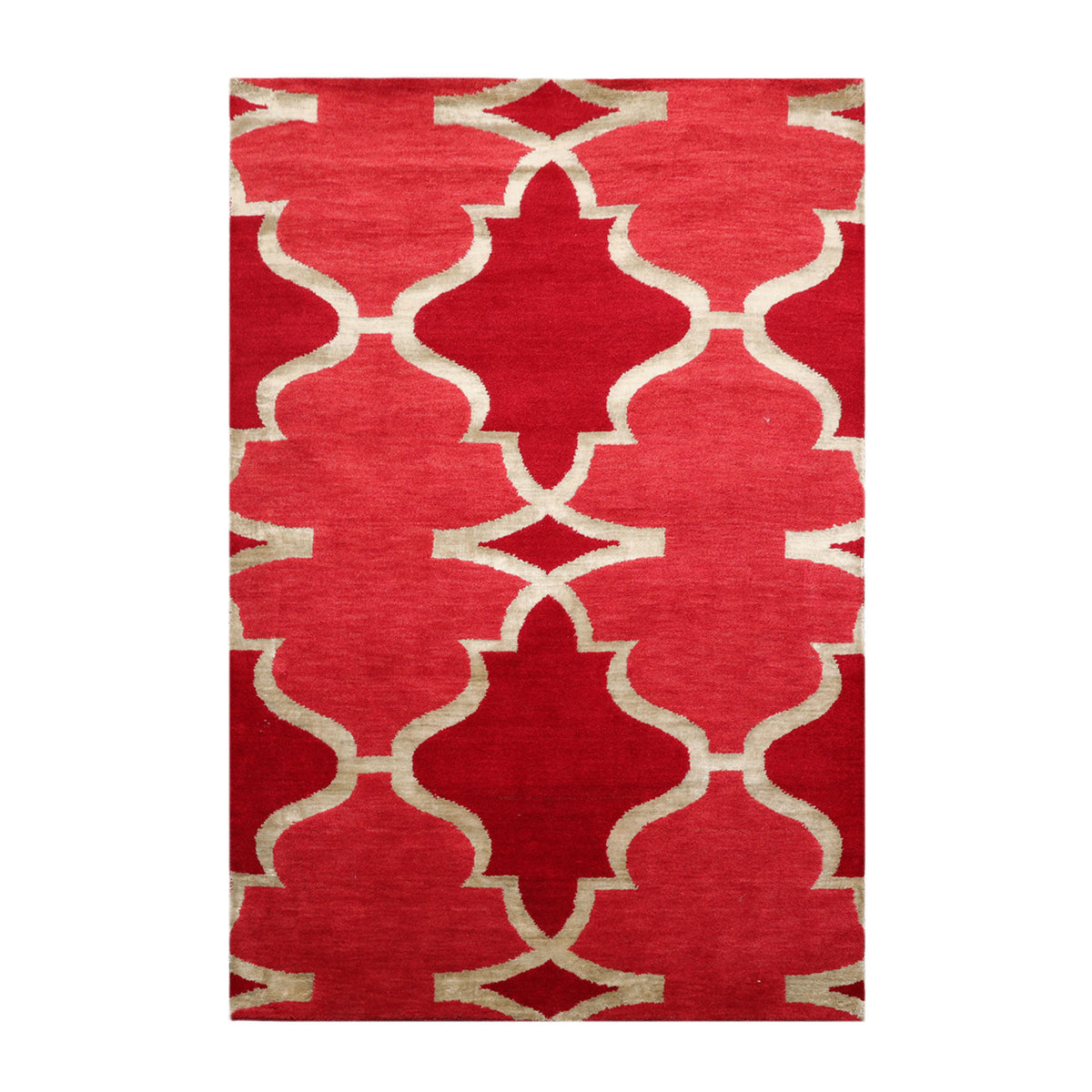 4x6 Raspberry, Red, Color Hand Knotted  100% Wool Transitional Oriental Rug