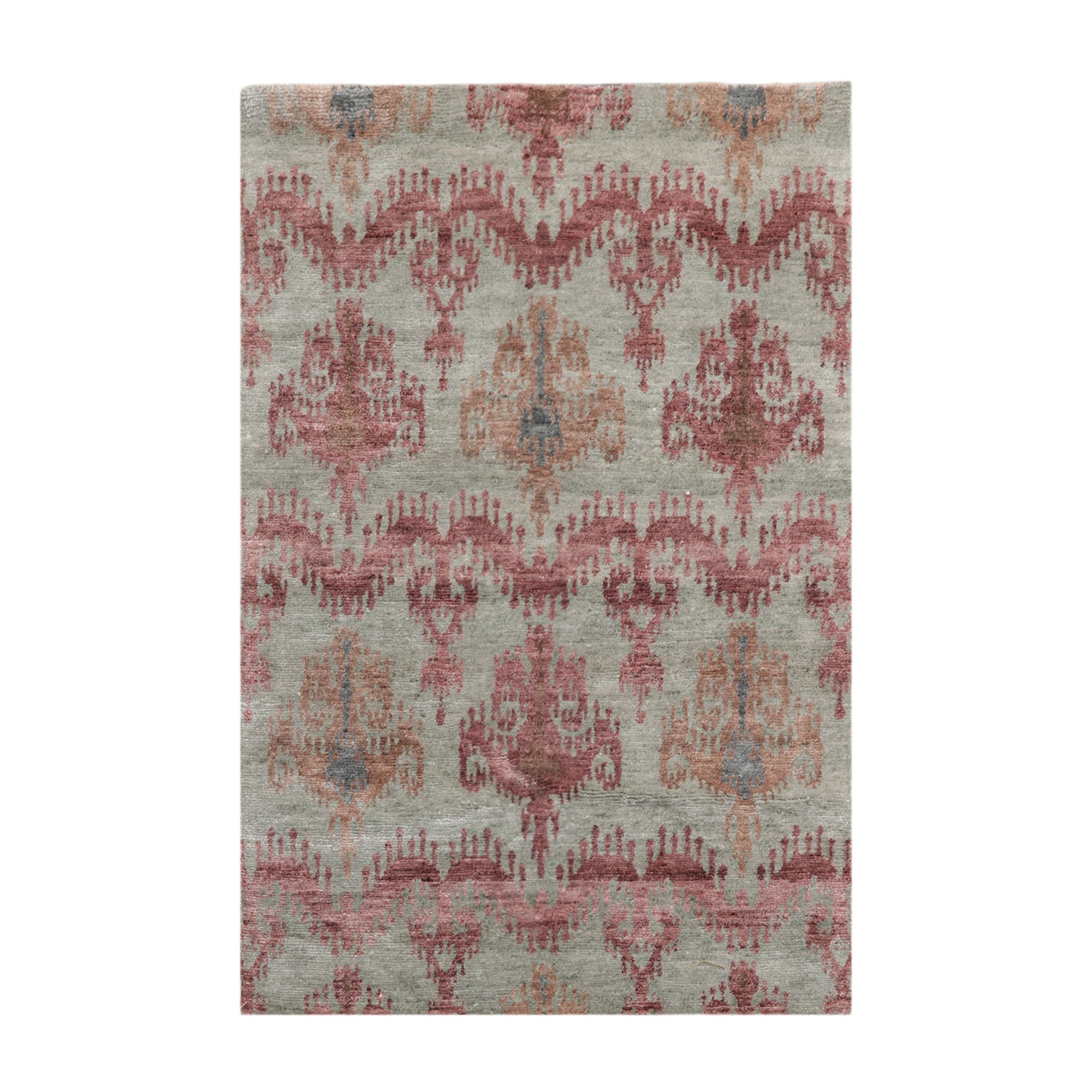 4x6 Gray, Aubergine, Slate Color Hand Knotted Tibetan 100% Wool Transitional Oriental Rug