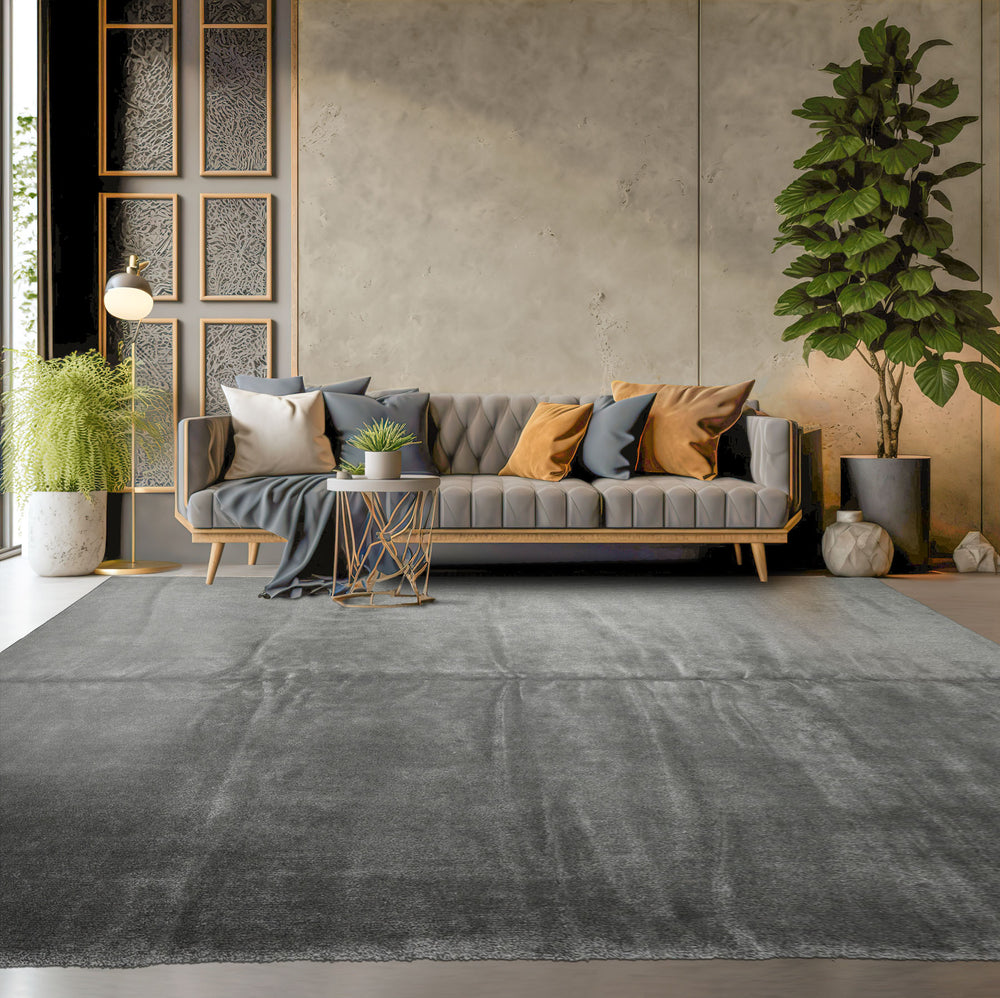 Palace Gray tone on tone, , Color Hand Knotted  Wool & Silk Modern Oriental Rug