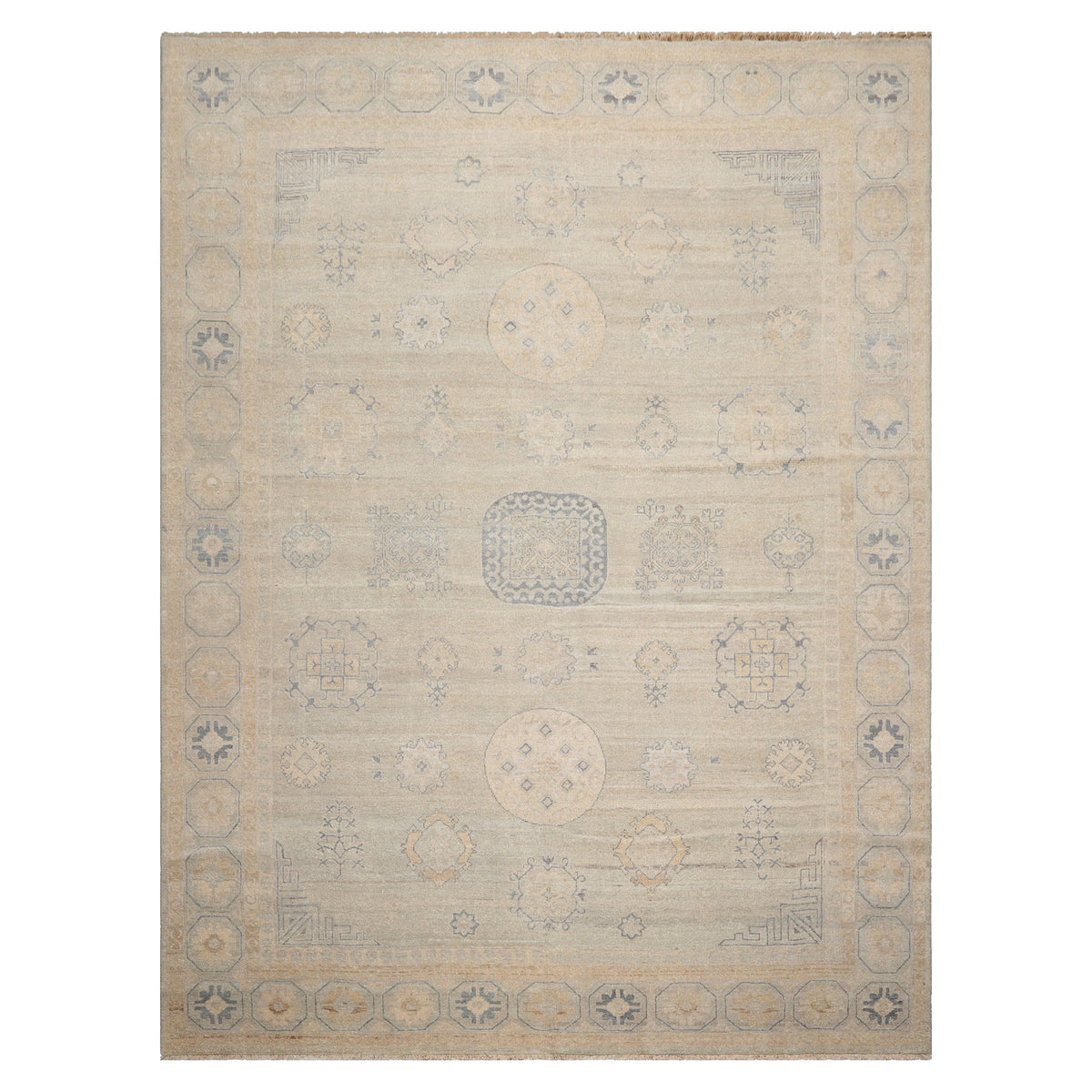 Multi Size Beige Mint Caramel Color Hand Knotted Afghan Oushak Wool Traditional Oriental Rug