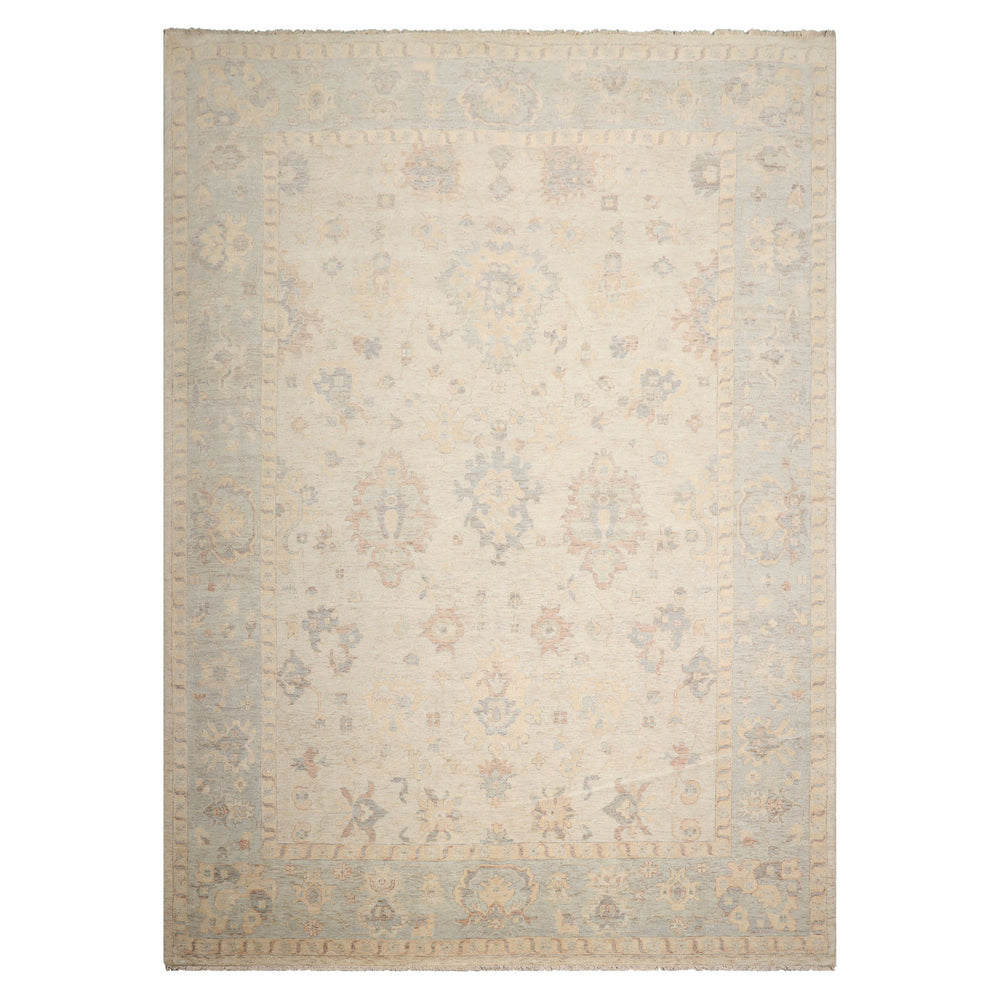 Multi Size Beige Mint Peach Color Hand Knotted Afghan Oushak Wool Traditional Oriental Rug