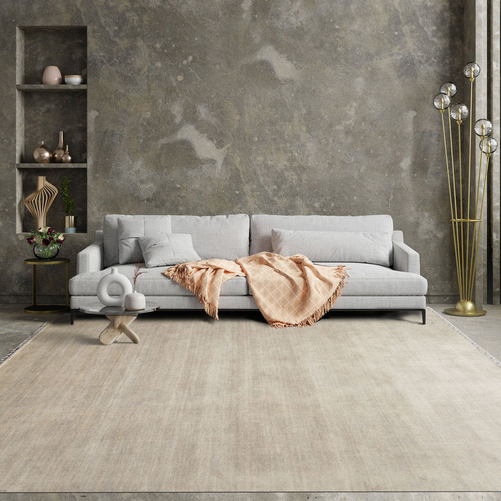 Multi Size Mossy Gray Color Hand Knotted  Wool Modern Oriental Rug