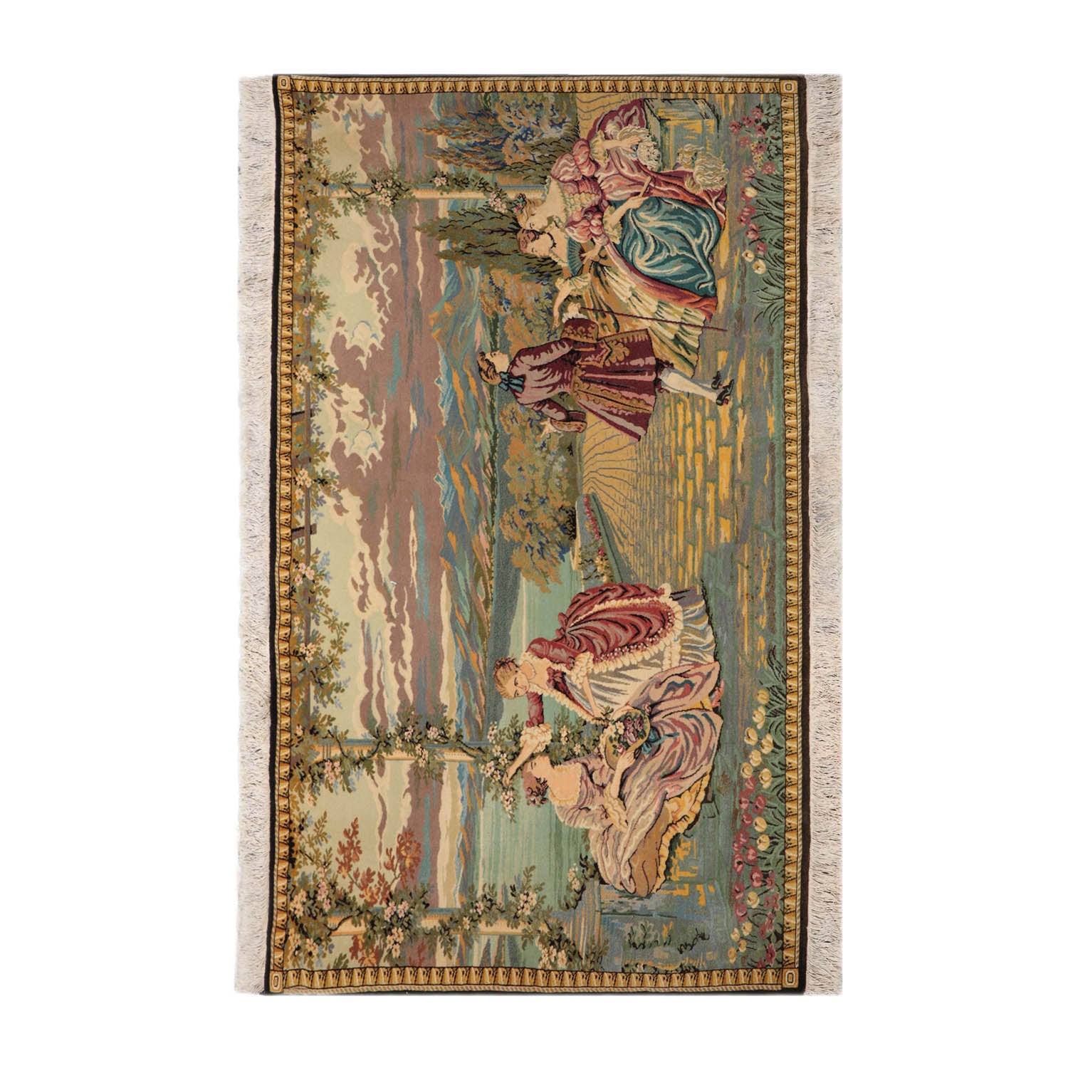 3x5 Beige, Black, Green Color Hand Knotted  100% Wool Traditional Oriental Rug