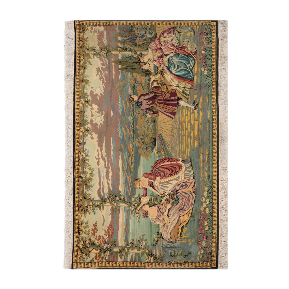 3x5 Beige, Black, Green Color Hand Knotted  100% Wool Traditional Oriental Rug