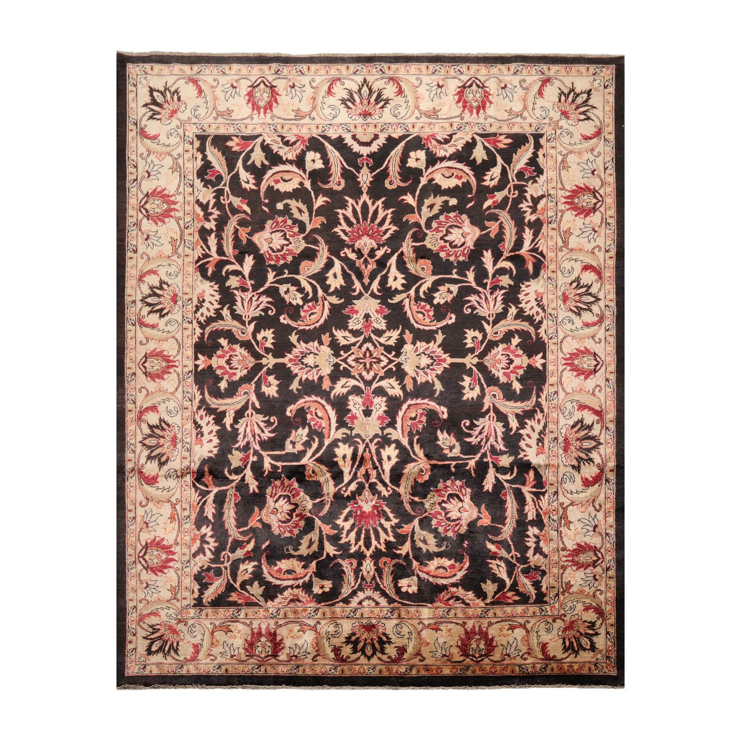 8x10 Charcoal, Beige, Rust Color Hand Knotted Peshawar 100% Wool Traditional Oriental Rug