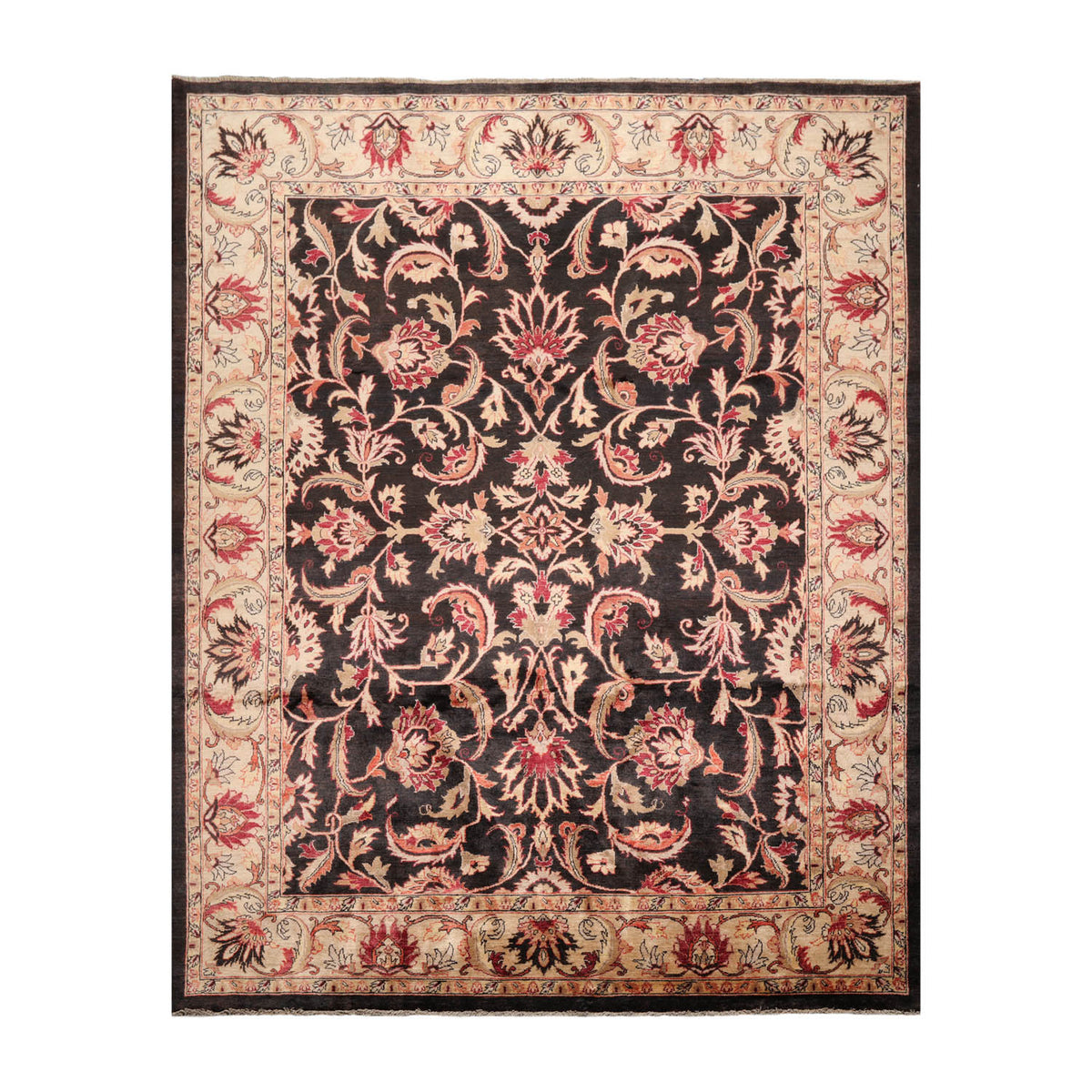 8x10 Charcoal, Beige, Rust Color Hand Knotted Peshawar 100% Wool Traditional Oriental Rug