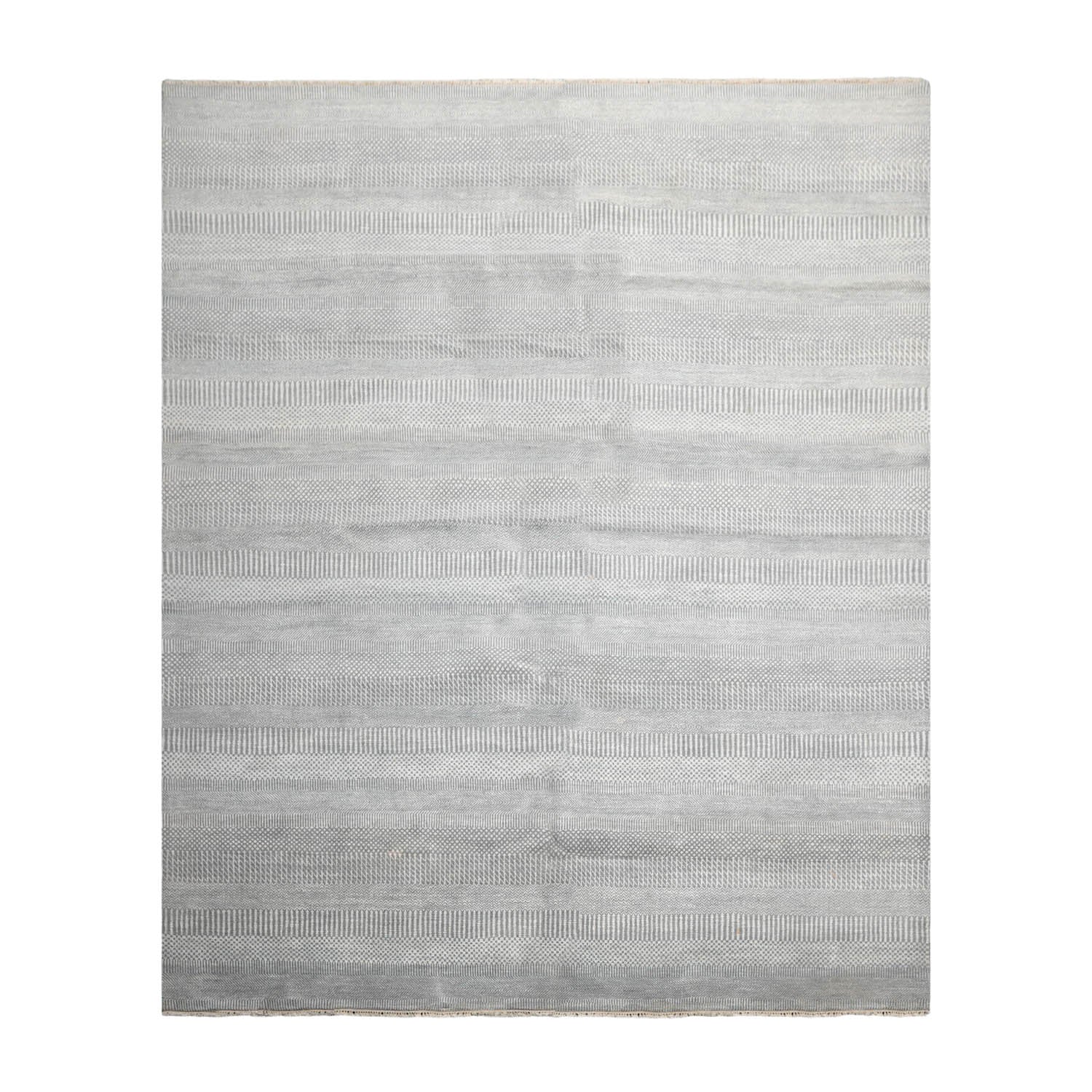 8x10 Gray, White, Color Hand Knotted  100% Wool Modern Oriental Rug