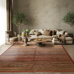 6x9 Rust, Beige, Blue Color Hand Knotted Chobi Peshawar 100% Wool Modern Oriental Rug